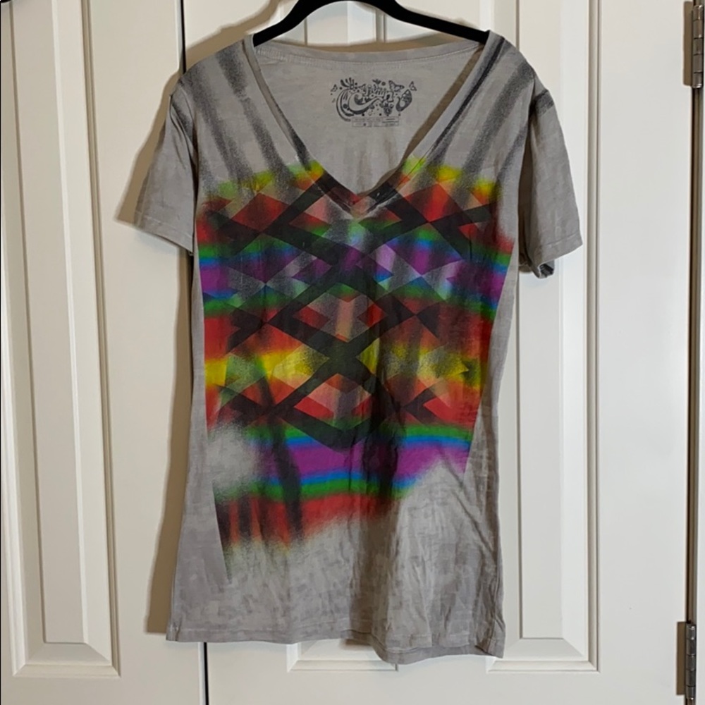Vintage Style Tee With Spray Paint Printed Design